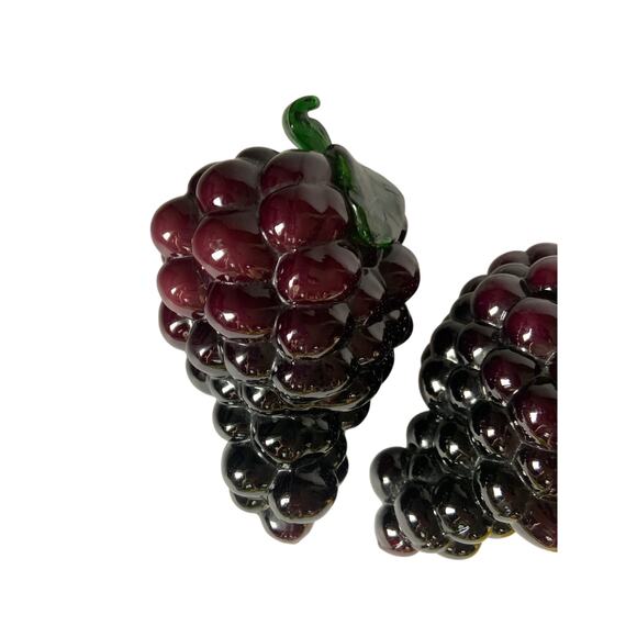 Glass Art Fruit Set Of 4 Murano Style 2 Bunches of Grapes and 2 Banana - Picture 3 of 9